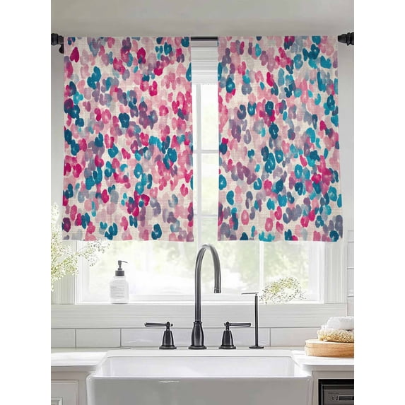 Colorful Flowers Petal Sheer Curtains for Living Room Bedroom Pastoral Spring Blooms Vintage Sheer Curtains 54 Inch Long 2 Panels Set Light Filtering Curtain Window Treatments Drapes for Dining Room