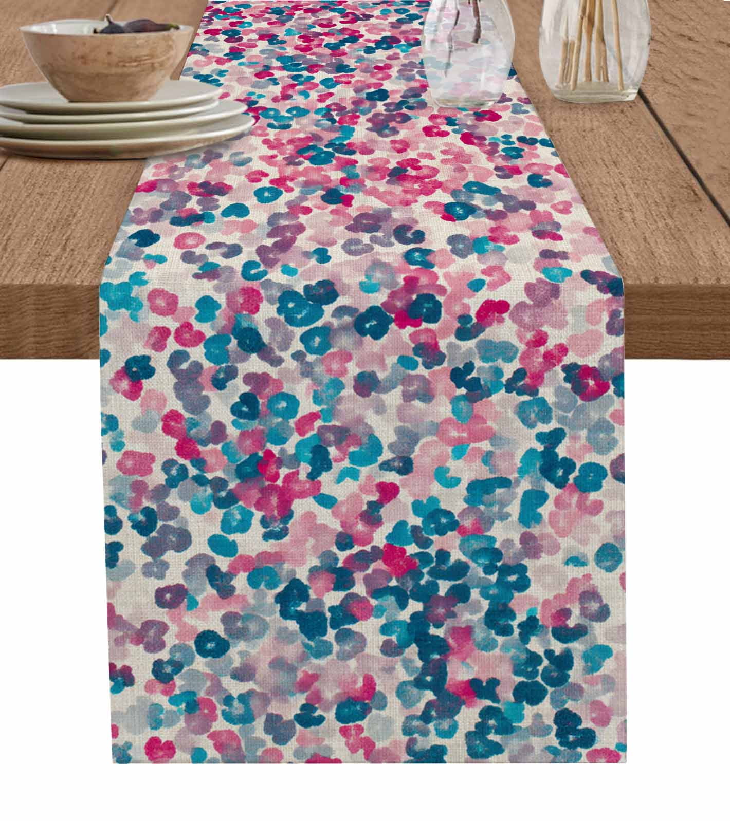 Colorful Flowers Petal Table Runner 72 Inches, Pastoral Spring Blooms ...