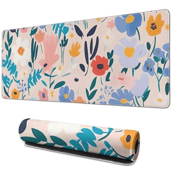 Colorful Flowers with a Pink Background pad Mousewaterproofnon Slip for Office Home Work GamingmousepadRubber Base Mousepad with Stitched Edges 31.5x11.8inches