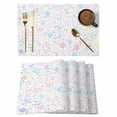 thumbnail image 1 of Colorful Flowers Placemats Set of 6 Polka Dots Spring Minimalism Art Place Mats Indoor Wipeable Table Mats Washable Cloth Dining Table Placemats for Kitchen Holiday Party Home Decor 13x19 Inch, 1 of 9