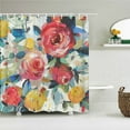 thumbnail image 1 of Colorful Flowers Shower Curtains European Oil Painting Floral Printed Fabric Shower Curtain Waterproof Polyester Bath Screen, 1 of 5