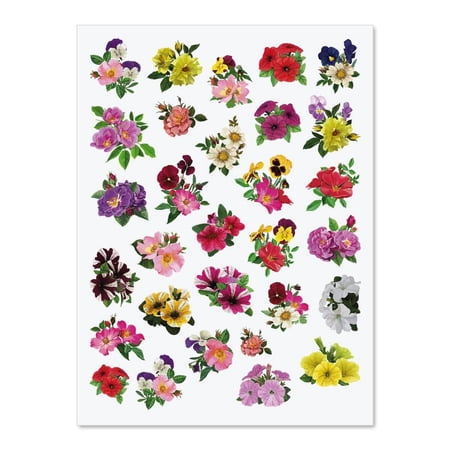 Colorful Flowers Stickers - 124 Stickers on 2 8-1/2" x 11" Sheets
