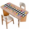 thumbnail image 1 of Colorful Flowers Table Cloths for 5 Foot Rectangle Tables, Spring Floral Elegant Pastoral Wooden Patio Waterproof Elastic Fitted Tablecloths, Washable Rectangular Table Cover for Camping, 1 of 8