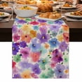 thumbnail image 1 of Colorful Flowers Table Runner 36 Inch Long Dresser Scarves Linen Tablerunners Spring Farmhouse Watercolor Floral Beige Dining Kitchen Burlap Table Setting Decor for Party Holiday Coffee, 13"x36", 1 of 6