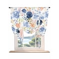 thumbnail image 1 of Colorful Flowers Tie Up Curtains for Windows 63 Inch Length Balloon Curtains Kitchen Adjustable Balloon Window Shade Watercolor Botanical Farmhouse Floral Tie Up Bathroom Curtain Window 46"x63", 1 of 6