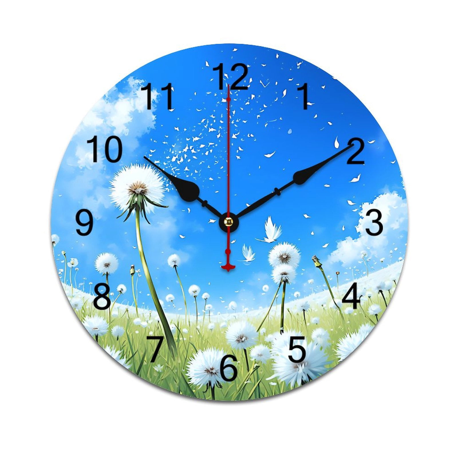 Colorful Flowers Time Decorative Wall Clocks Round Large Wall Watch ...