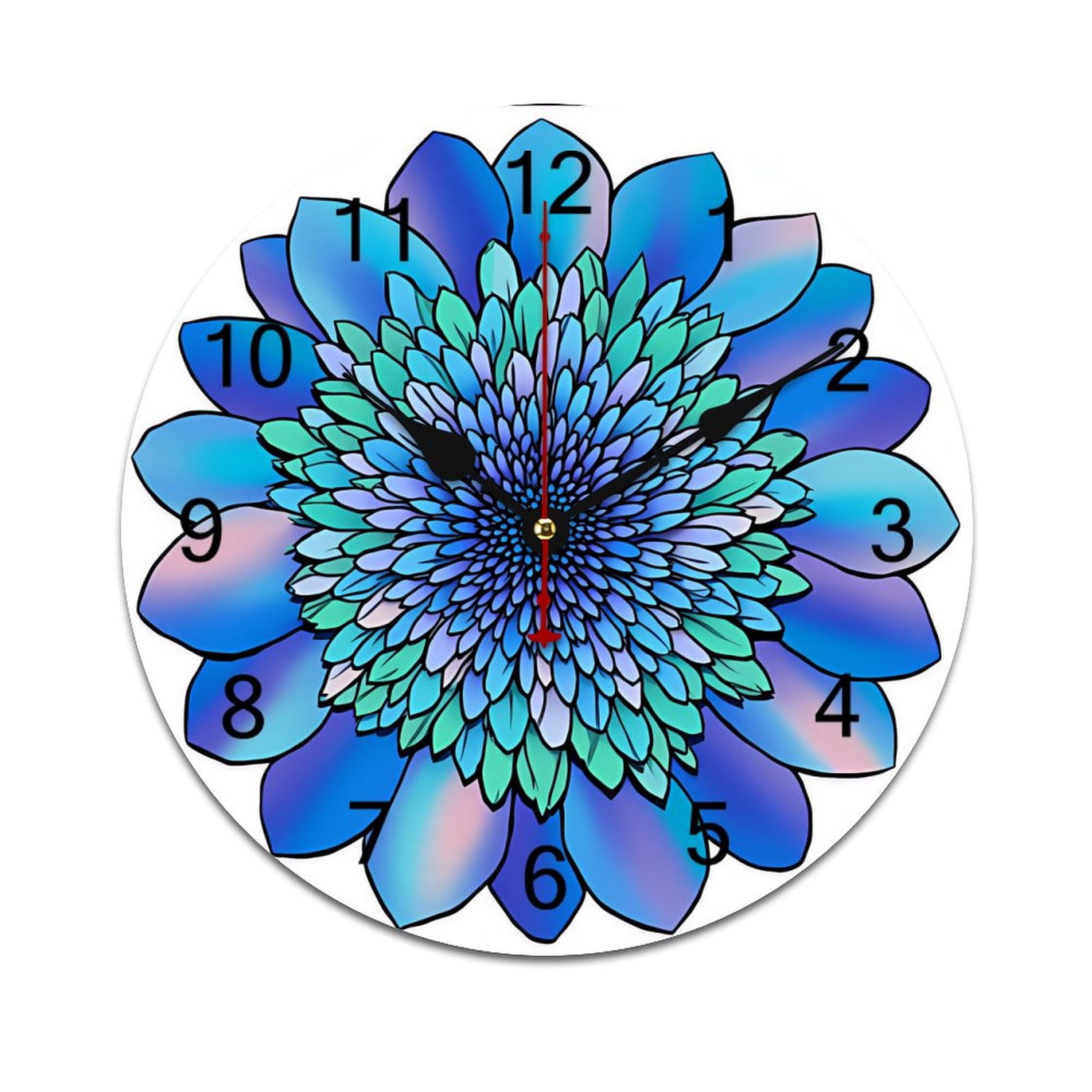 Colorful Flowers Time Decorative Wall Clocks Round Large Wall Watch ...