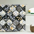 thumbnail image 1 of Colorful Flowers Tropical Plants Trees Shower Curtain Bathroom Curtains Black Leaves Waterproof Polyeste Fabric Bathtub Decor, 1 of 5