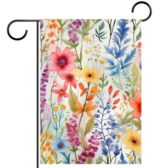 Colorful Flowers Watercolor Abstract Branches Decorative Garden Flag for All Seasons, 12 x 18 Inch Small Vertical Double Sided Outside Decoration for Yard Farmhouse