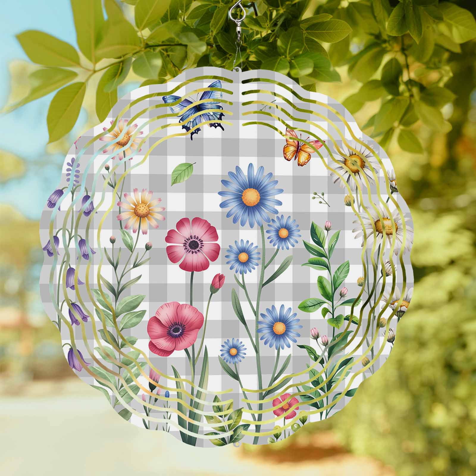 Spring Wind Spinner Colorful Flowers Wind Spinner for Garden Yard 10In, Vintage Spring Pink ...