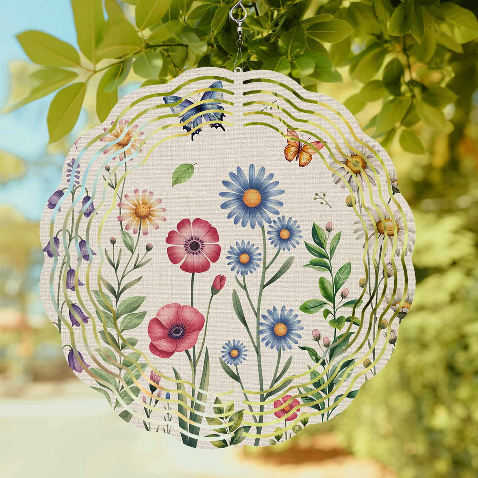 Spring Spinner Floating Colorful Flowers Wind Spinner for Garden Yard 10In, Vintage Spring Pink ...