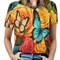 thumbnail image 1 of Colorful Flowers Women's Short Sleeve Tops Casual Blouses T Shirt, 1 of 7