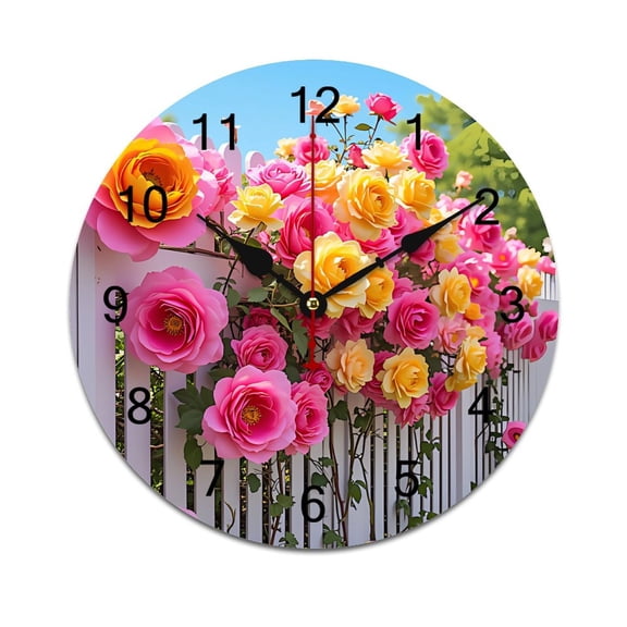 Colorful Flowers Word Saying Big Wall Clock Home Decor Art Watch Living Room Gift