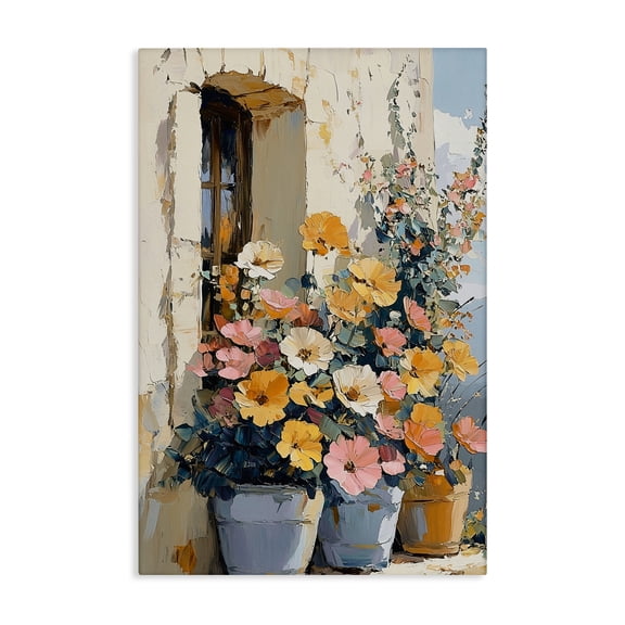 Stupell Industries Colorful Flowers on Stone Ledge Canvas Wall Art, design by Gina Kelly