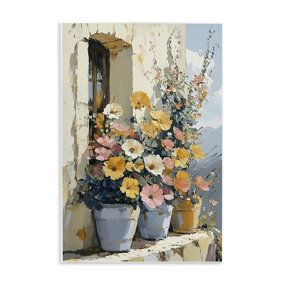 Stupell Industries Colorful Flowers on Stone Ledge Wall Plaque Art, design by Gina Kelly