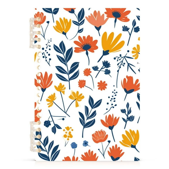 Colorful Flowers with Leaves Spiral Notebooks 60 Sheets 120 Pages A5 Journal Notepad 8.3x5.7 Inch Thick Adjustable College Ruled Paper