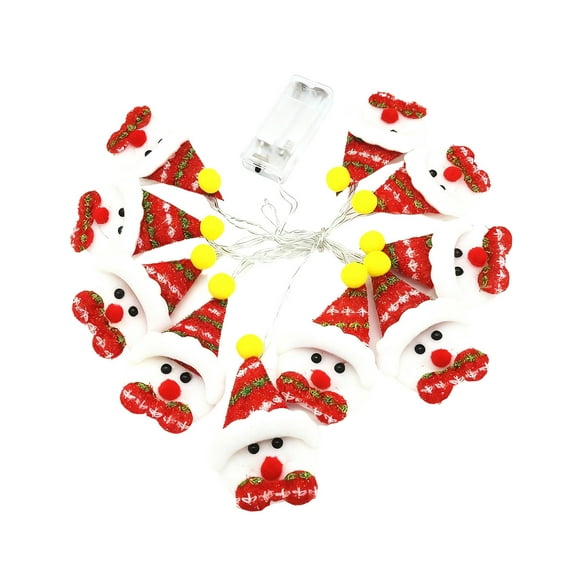 Colorful Fluffy Red Hat Snowman Light String, 1.65M Led Christmas Tree Decor For Indoor Outdoor Party