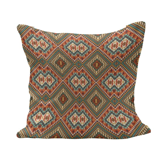 Colorful Fluffy Throw Pillow Cushion Cover, Culture Elements Style Old Fashioned Motif Pattern, Decorative Square Accent Pillow Case, 20" x 20", Multicolor, by Ambesonne