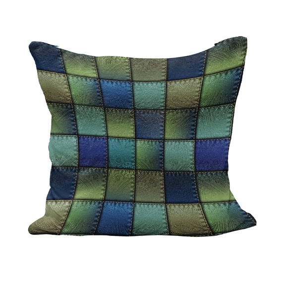 Colorful Fluffy Throw Pillow Cushion Cover, Modern Geometric Bohemian Paisley Details in Square Shaped Backdrop Pieces Art, Decorative Square Accent Pillow Case, 20" x 20", Blue Green, by Ambesonne