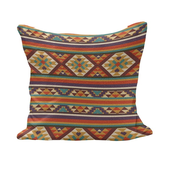 Colorful Fluffy Throw Pillow Cushion Cover, Mosaic Inspired Horizontal Lines with Graphic Design, Decorative Square Accent Pillow Case, 18" x 18", Multicolor, by Ambesonne