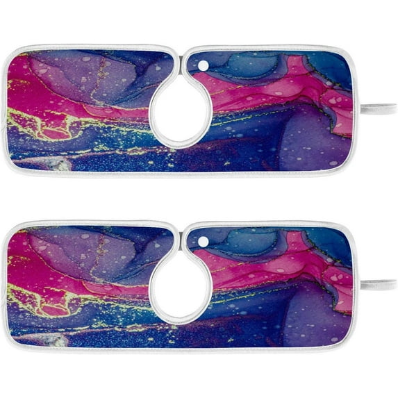 Colorful Fluid Marbling Sink Splash Guard for Faucet 2 Packs Faucet Absorbent Mats, Golden Streaks Faucet Handle Drip Catcher Quickly Drying Mat for Kitchen Counter Bathroom RV, 23.6"x5.5"