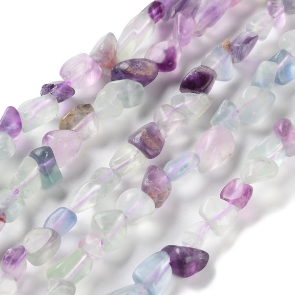 Colorful Fluorite Beads Strands Nuggets Tumbled Stone 4.5~11.5x3~7x3.5~6mm Hole: 1~1.2mm about 48~68pcs/strand 15.35~15.94''(39~40.5cm)