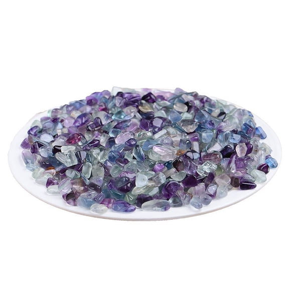 Colorful Fluorite Crystal Chips Stones Decorative Crystal Pebbles, Irregular Shaped Natural Quartz Stones Aquarium Gravel Rocks for Vases Filler, Garden and Fish Tank Decoration, 7-9mm Pieces 400g