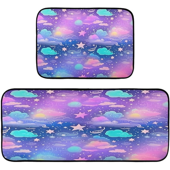 Colorful Flyer Anti Fatigue Mats for Kitchen Floor,Set of 2 Non Skid Washable Waterproof Anti Kitchen Floor Mats for Kitchen Office Laundry Room Bathroom (19"x27"+19"x47") Home Decor