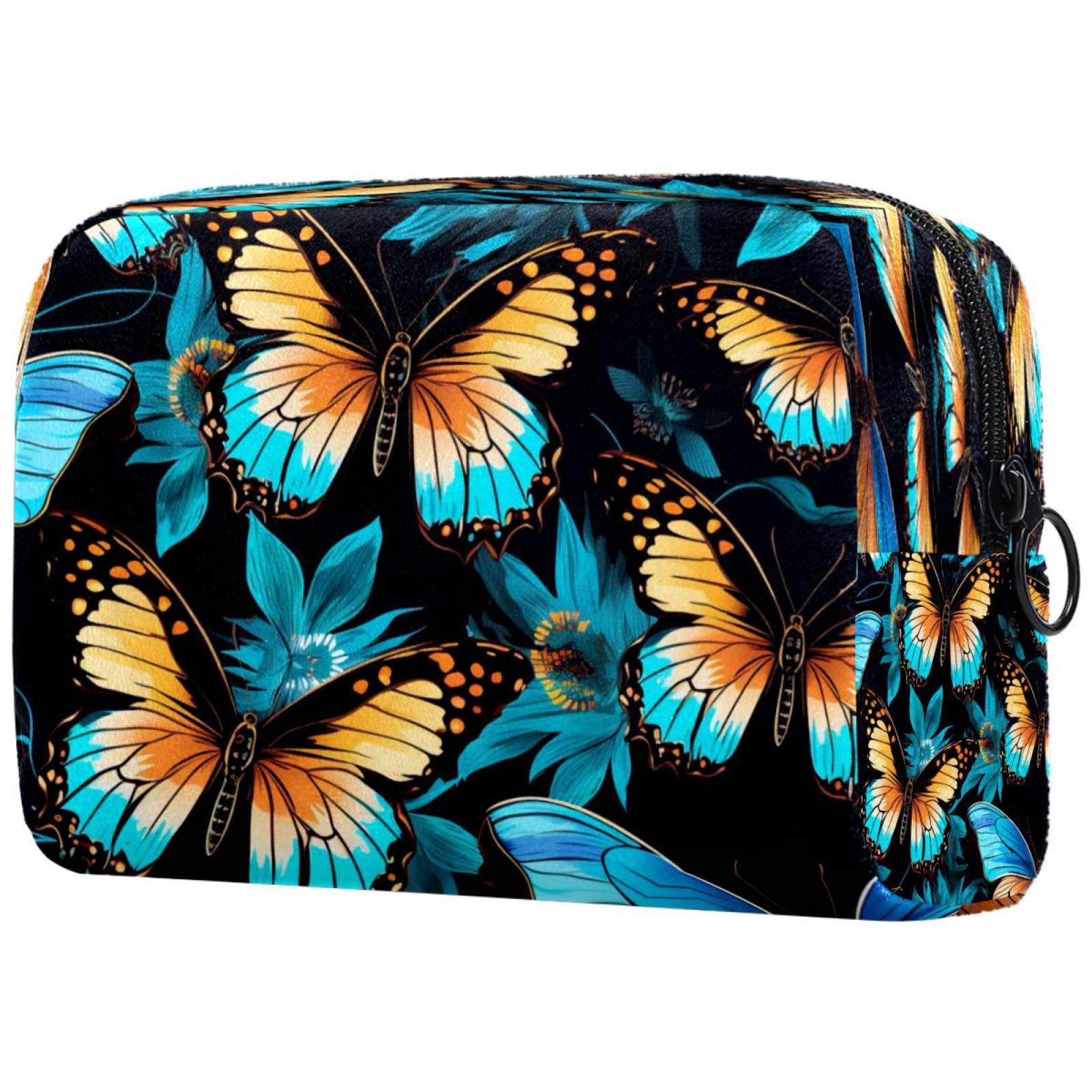Colorful Flying Butterfly Prints Small Makeup Bag Pouch for Purse