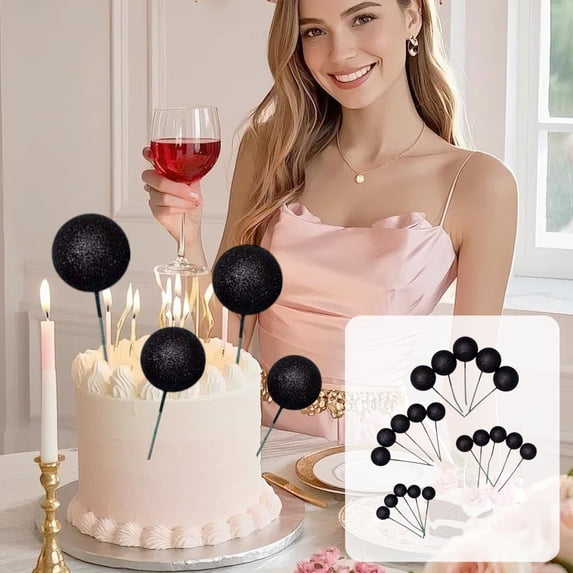 Colorful Foam Balls for Cake Decorations, Glittery Decorative Balls for Birthday and Wedding Cakes, 20-Piece Set of Assorted Glitter Cake Toppers for Parties and Events