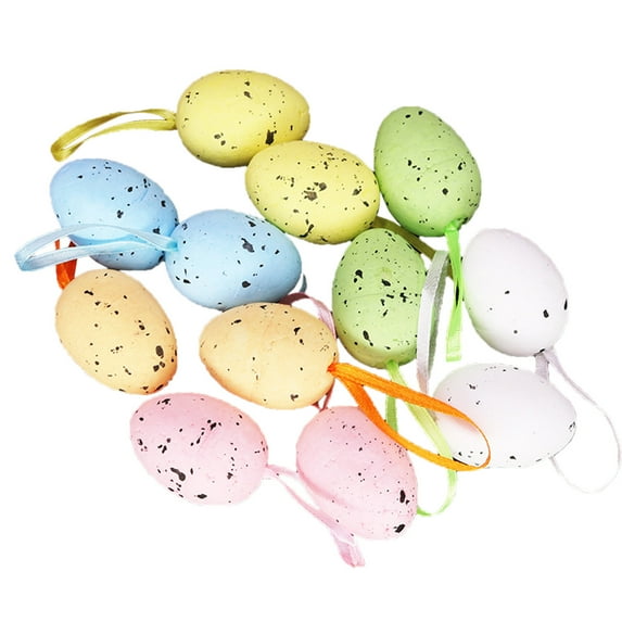 Colorful Foam Egg,Easter Egg Ornaments,Pastel Easter Eggs,Party Supplies,Easter Decorations,Bright Easter Eggs,12Pcs Easter Eggs Decorations Hanging Ornaments,Easter Tree Ornaments,12Pcs,1.2"x1.6"