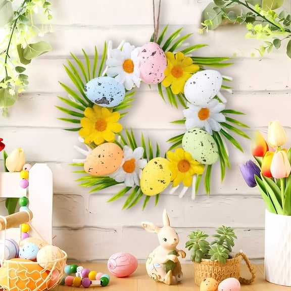 Colorful Foam Egg Wreath,Easter Eggs Decorations,Easter Wreath,Holiday Arrangements,Spring Decorations,Easter Party Decor,Door Wall Wreath,Easter Home Decor,Festive Wreath