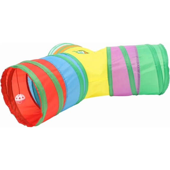 Colorful Foldable Cat Tunnel Kitten Accessory Play for Indoor Outdoor Cats Interactive Hide Chase Run Playground -
