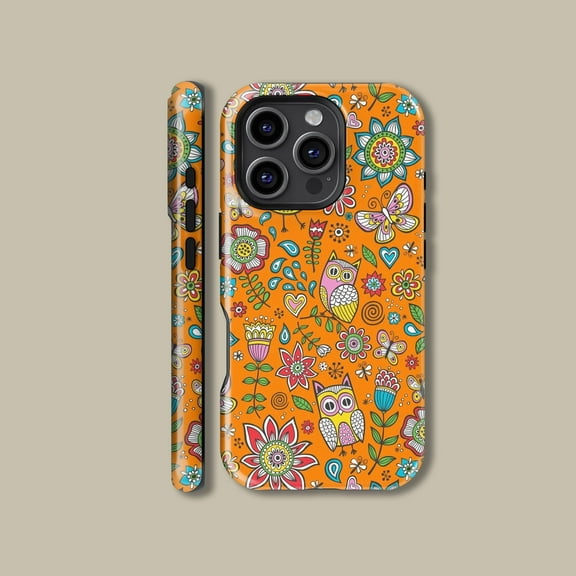 Colorful Folk Art Flower Bird Case for iPhone Samsung Floral