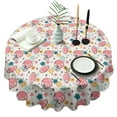 thumbnail image 1 of Colorful Football Helmets and Flowers Pattern Round Tablecloth 60"x60",Wrinkle Wipeable Table Cloth for Kitchen Dining Room Picnic Patio Party, 1 of 6
