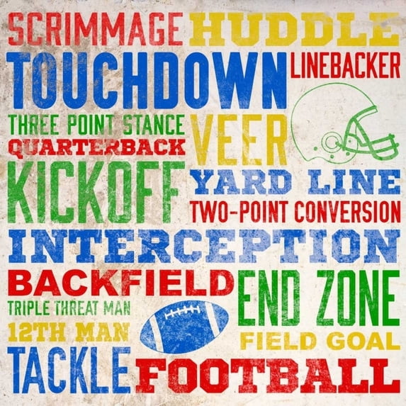 Colorful Football Typography Poster Print by SD Graphics Studio