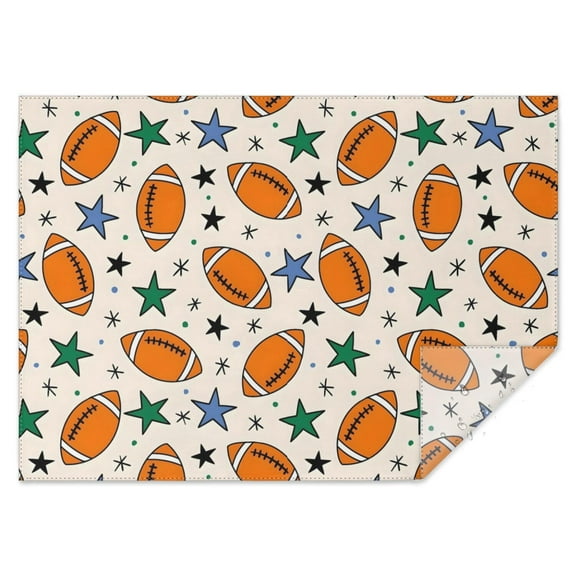 Colorful Footballs and Stars Pattern Rectangle Tablecloth 60"x84",Waterproof Polyester Rectangle Table Cloth, Wipeable Spillproof Polyester Tablecloth for Dining, Camping, Indoor and Outdoor