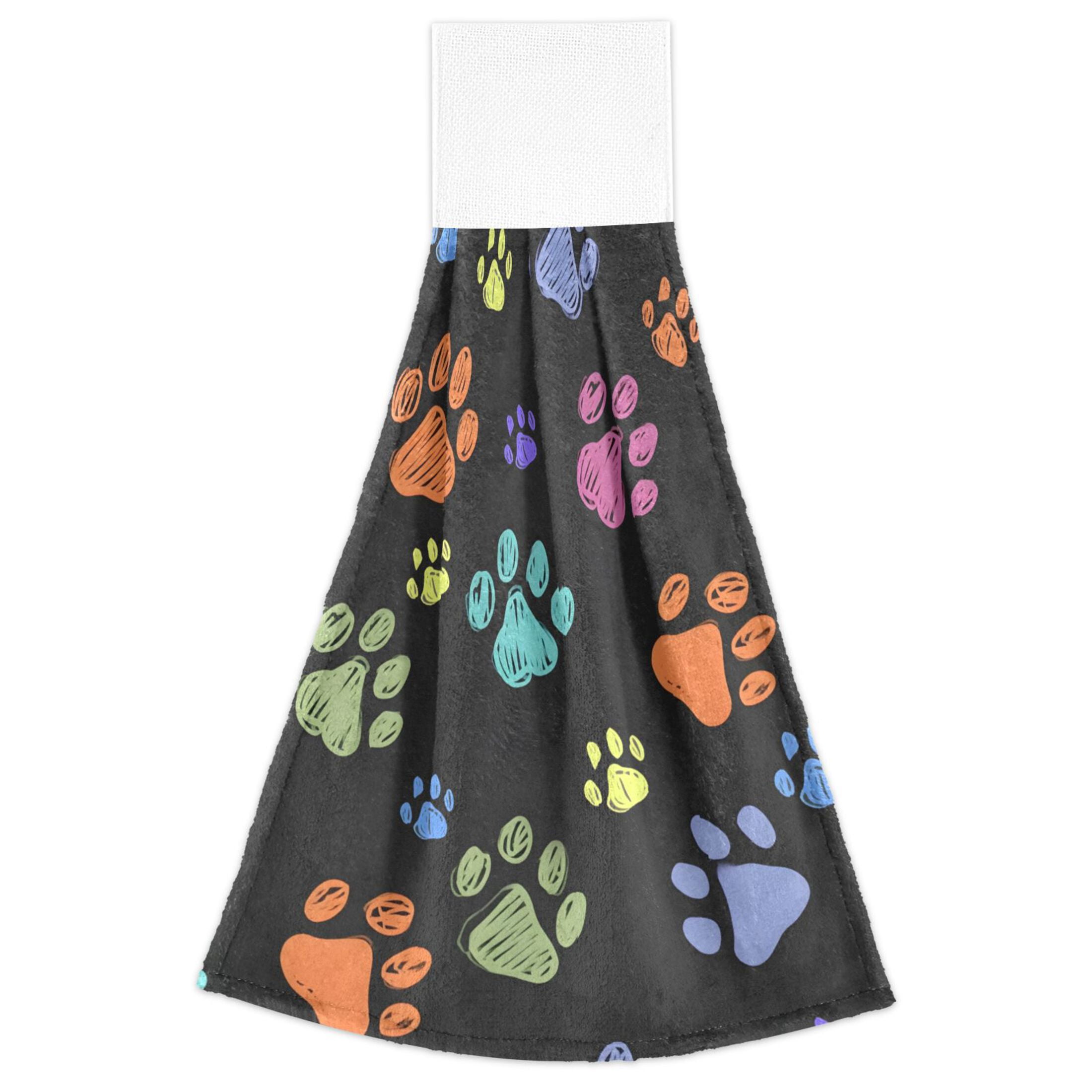 Colorful Footprint Pattern Hand Towels 2 Pack Quick Dry Velvet Soft ...