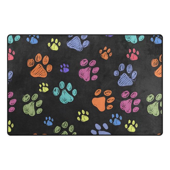 Colorful Footprint Pattern Memory Foam Area Rug 31"x20" Non Slip, Absorbent, Fade Proof for Living Room, Bedroom, Office