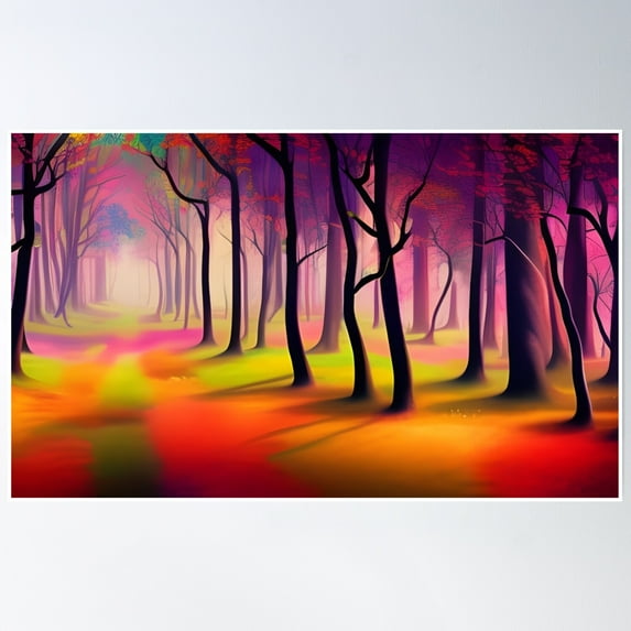 Colorful Forest Canvas Of Nature Poster Wall Art, Modern Wall Decor, 12x18 UNFRAMED