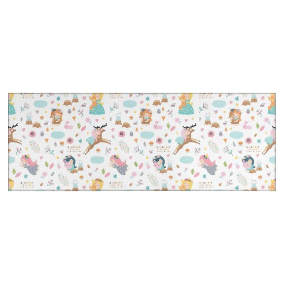 Colorful Forest Princess Pattern Kitchen Rug Mat,Kitchen Runner Rugs Non Skid Washable,Decorative Kitchen Floor Mats for Kitchen,Sink,Laundry,17"X47"