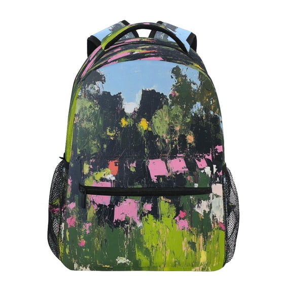 Colorful Forest Scene Stylish Large Backpack 15L Self-Standing Durable Twill for School, Office and Travel Use