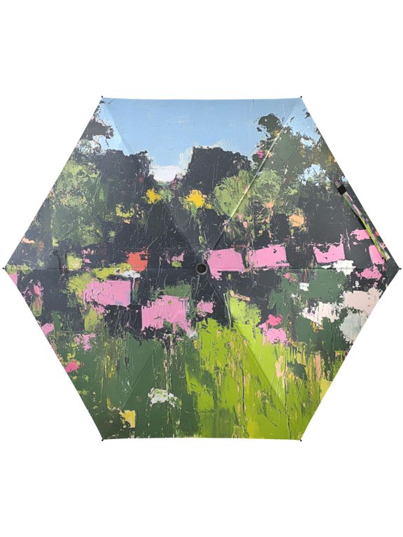 Colorful Forest Scene Umbrellas for Sun Auto Open Close UV50+ Waterproof 5-Fold Compact Fiberglass Frame