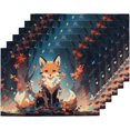 thumbnail image 1 of Colorful Fox Flower Tree Placemats Set of 4, Heat Resistant Washable Linen Table Mat Wipeable Indoor Outdoor Kitchen Holiday Party Tables Decoration Coffee Place Mats 12x18 Inch, 1 of 5