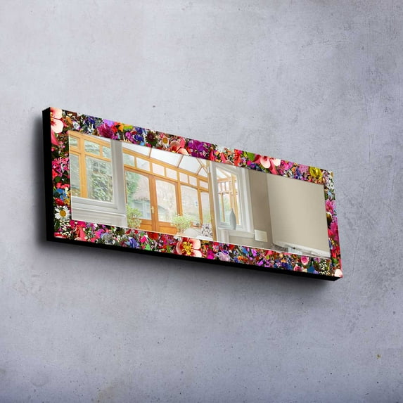 Colorful Framed Full Length Modern Rectangle Accent Mirror, 47.2'' x 15.7''