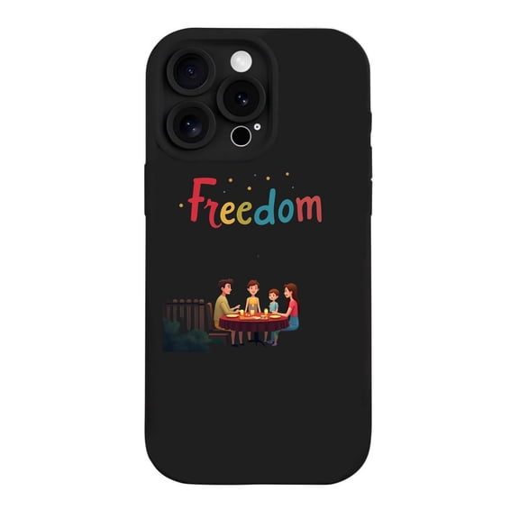Colorful Freedom Design iPhone 15 Pro Case - Lightweight Yellowing Resistant Family Togetherness Theme Night Sky & Stars Illustration