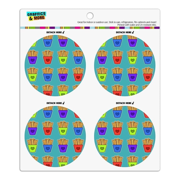Colorful French Fries Pattern Refrigerator Fridge Locker Vinyl Circle Magnet Set