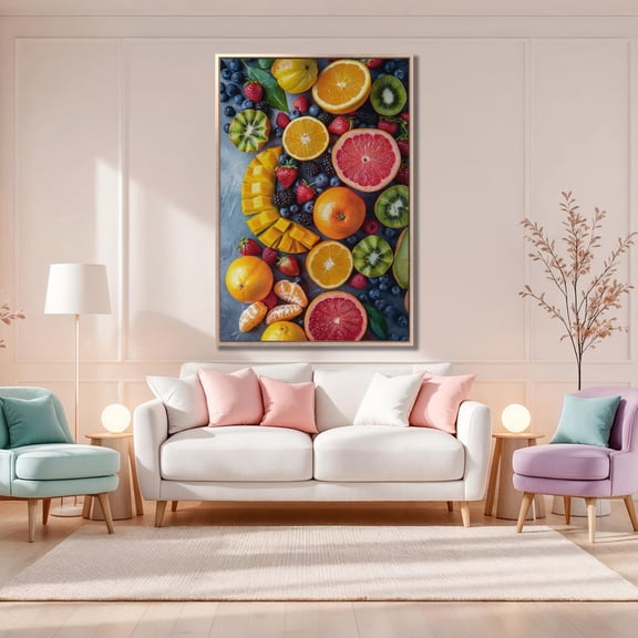 Colorful Fresh Fruits poster, Kitchen Wall Art Unframed Paper Print