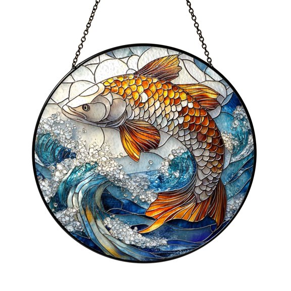 Colorful Freshwater Snook Fish Stained Glass Suncatcher – Window Hanging for Home