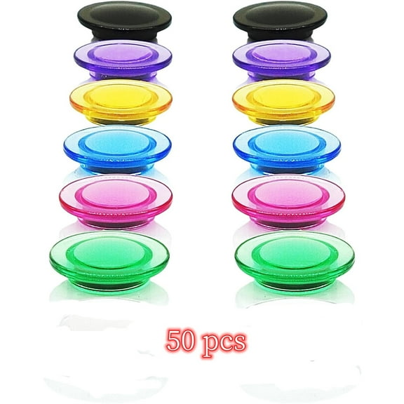 Colorful Fridge Magnets,Transparent Decorative Magnets for Whiteboard and Locker,Round Magnets for Office and Classroom,Cute Refrigerator Magnets,50 Pcs